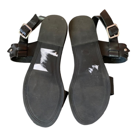 Seychelles Black Leather Flat Strappy Sandals Women's sz 6.5 - Picture 2 of 9